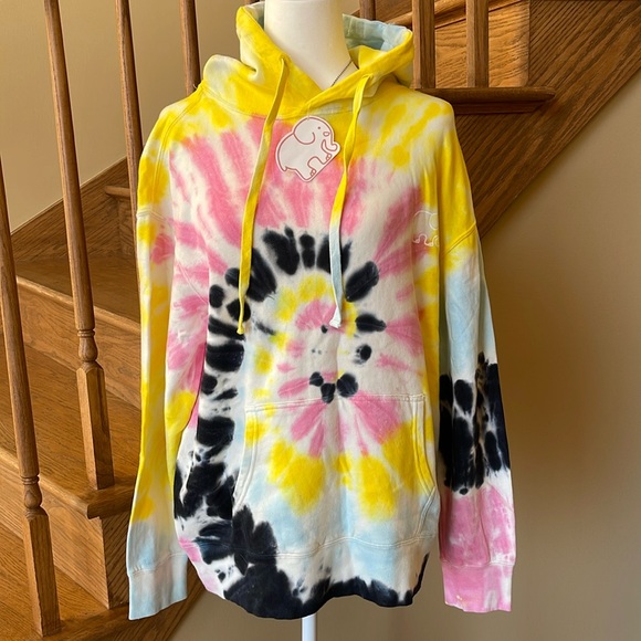NWT IVORY ELLA MASAI SWIRL TIE DYED OVERSIZED PULLOVER HOODIE SWEATSHIRT SZ SM - Picture 2 of 10
